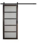 CALHOME 37 in. x 84 in. 3/4 Lites Clear Glass Black Steel Frame ...