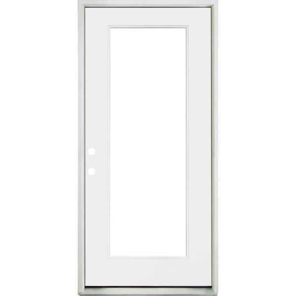 Steves & Sons 32 in. x 80 in. Legacy Full Lite Clear Glass Right Hand Inswing White Primed Fiberglass Prehung Front Door