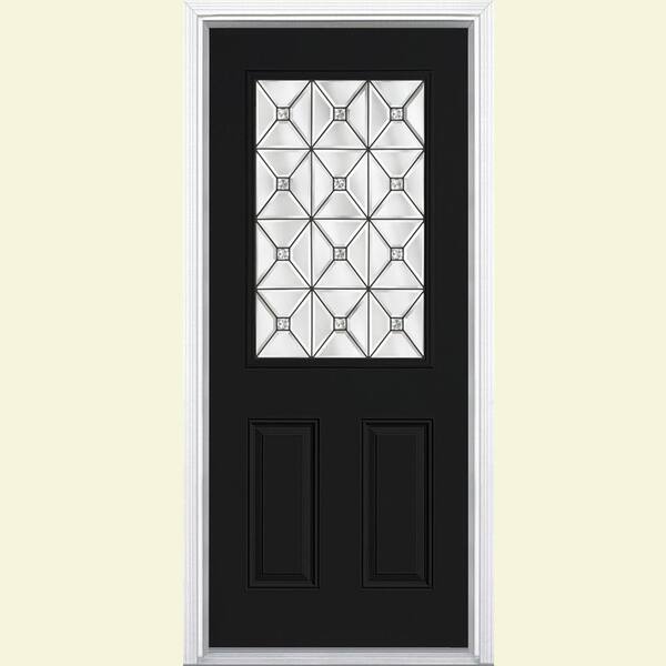 Masonite St Pauls Half Lite Painted Steel Prehung Front Door with Brickmold-DISCONTINUED