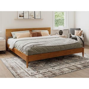 Aria Light Toffee Natural Bronze Solid Wood Frame King Modern Low Profile Platform Bed