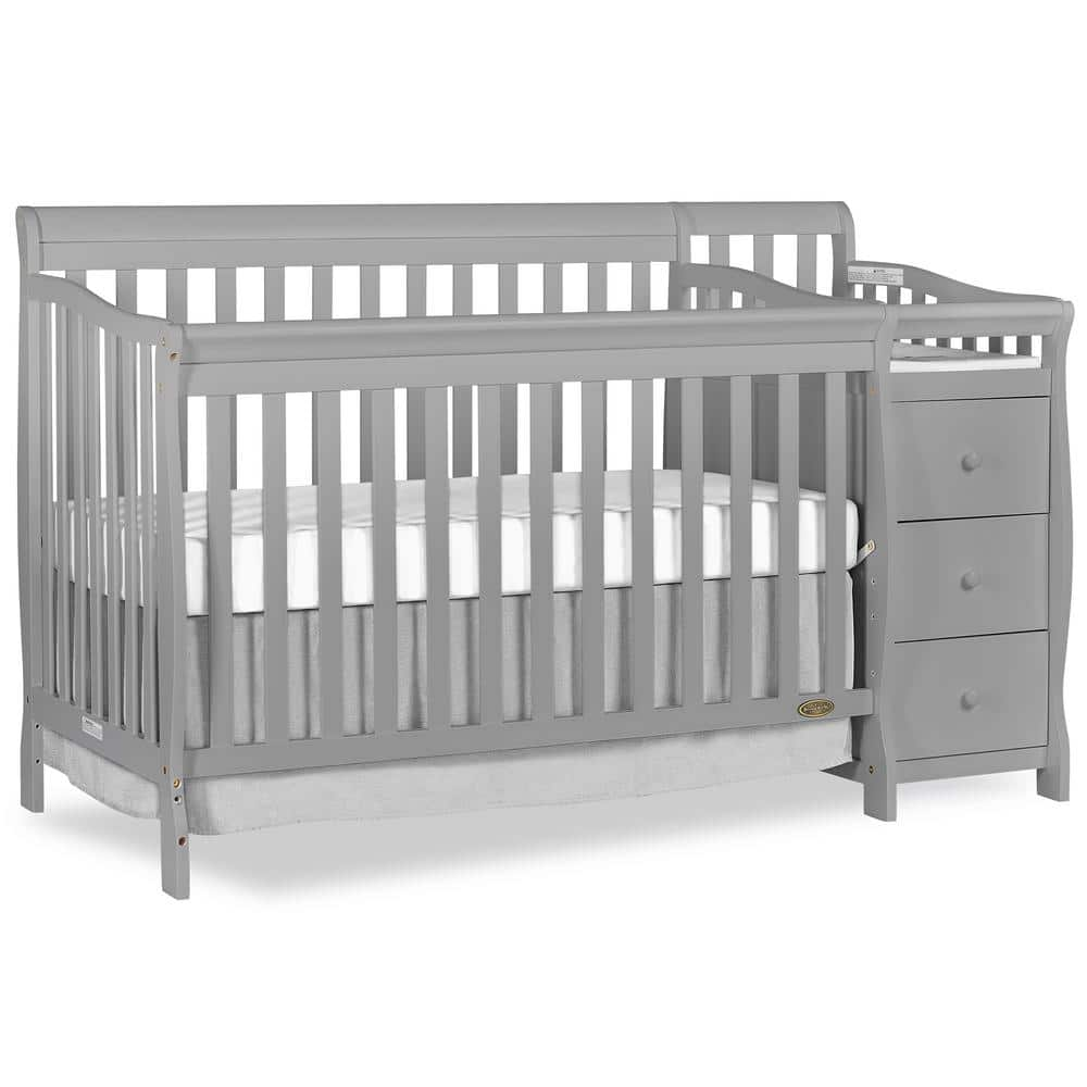 Dream On Me Brody 5 in 1 Convertible Crib with Changer Pebble Grey