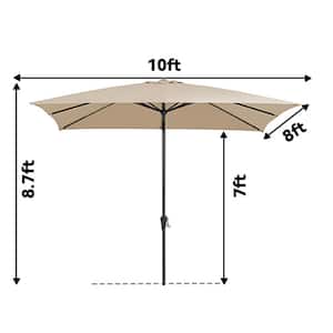 8 ft. x 10 ft. Steel Rectangular Market Umbrella in Beige