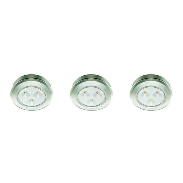 Commercial Electric 2.99 in. LED Silver Battery Operated Puck Light (3-Pack)