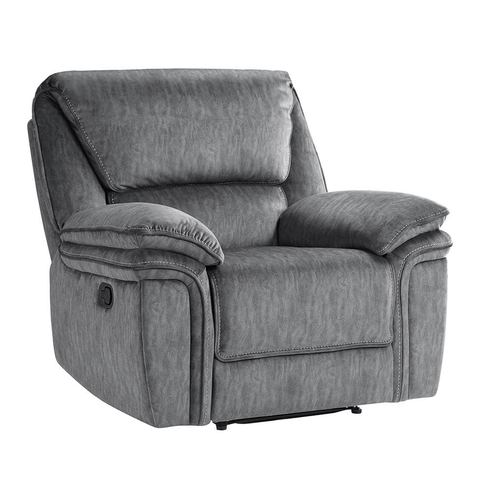 Greerman Gray Microfiber Manual Recliner