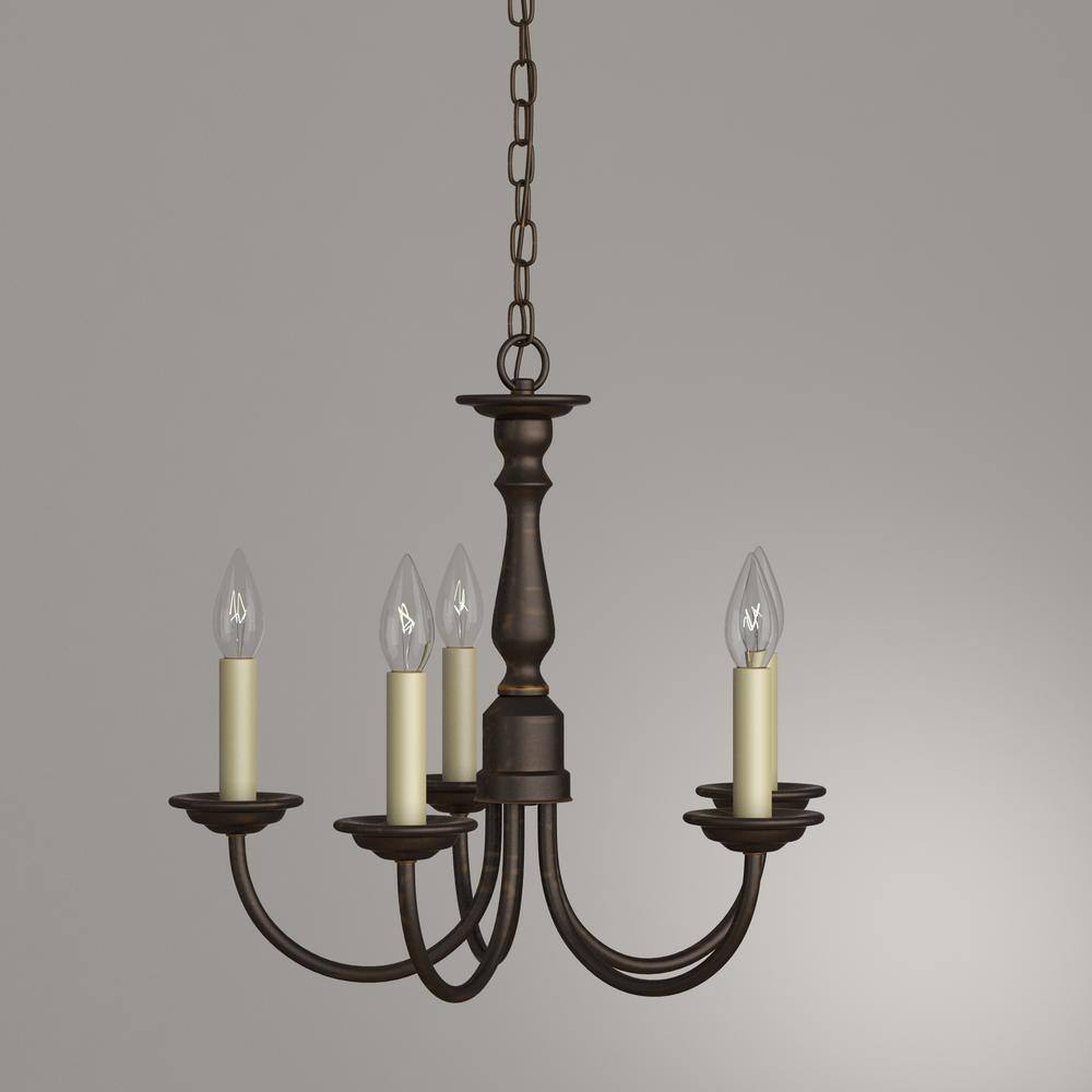 Antique Bronze Mini 5-Light Candle Chandelier