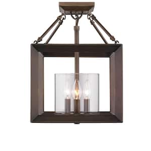 Smyth 3-Light Convertible Semi-Flush Mount in Gunmetal Bronze with Clear Glass