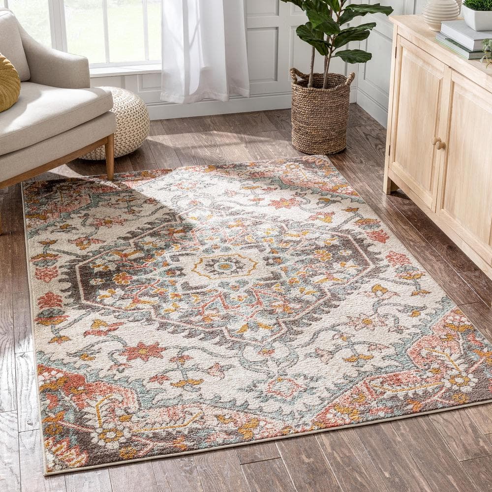 Blush Geometric Easy-Care Synthetic 7'10" x 9'10" Area Rug