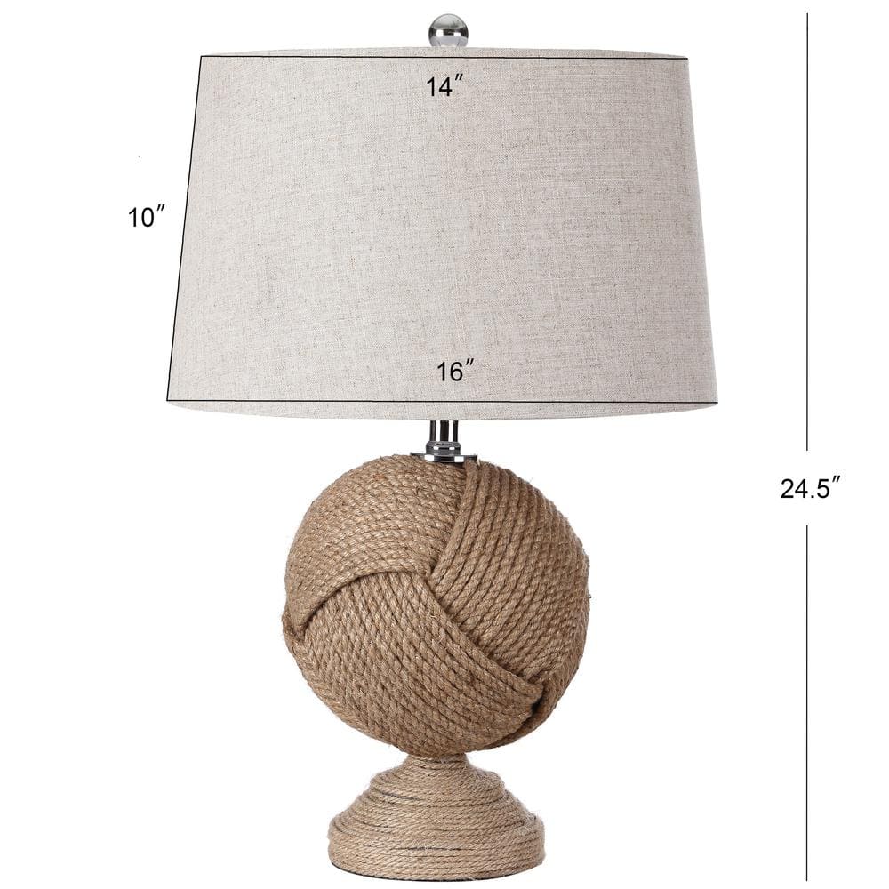 Monkey's Fist 24" Knotted Rope Coastal Table Lamp with Flax Shade