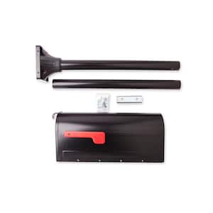 MB1 Black, Medium, Steel, Post Mount Mailbox and 2 in. In-Ground Post Kit