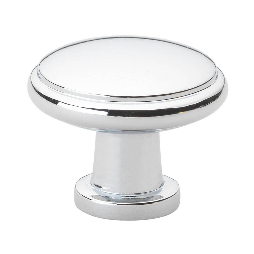 Polished Chrome Round Cabinet Knob with Mounting Hardware