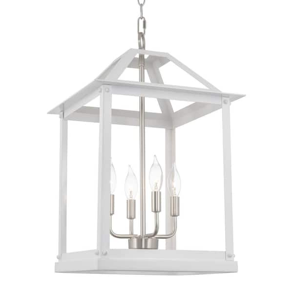 Kira Home Matheson 60-Watt 4-Light Brushed Nickel Modern Farmhouse Pendant Light, No Bulb Included