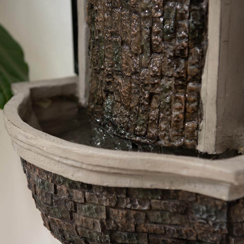 30.31'' H Brown and Black Polyresin Metal Wall Fountain