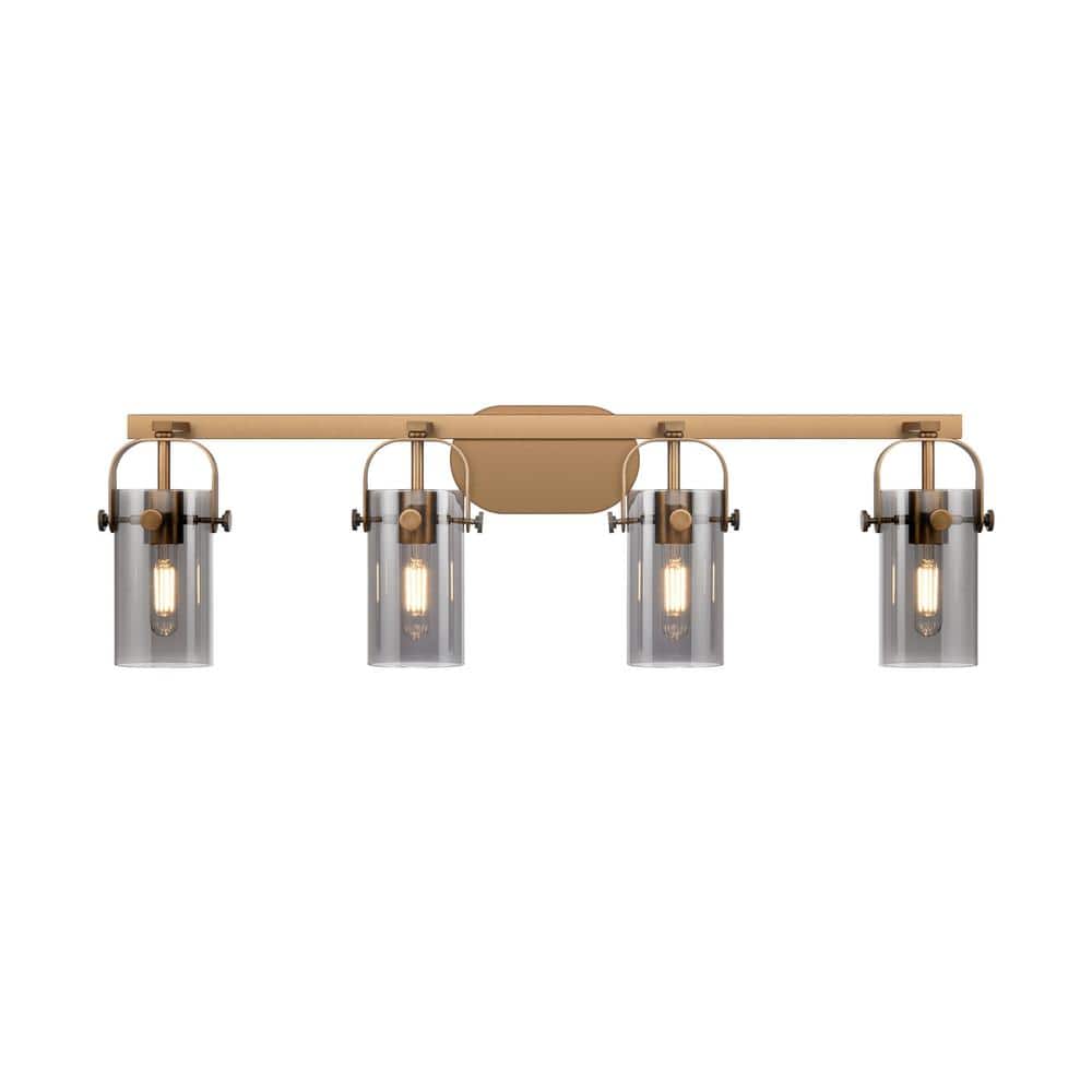 Pilaster II Cylinder 34.88 in. 4-Light Brushed Brass Vanity Light with Black Glass Shade price history on PriceWatchPro