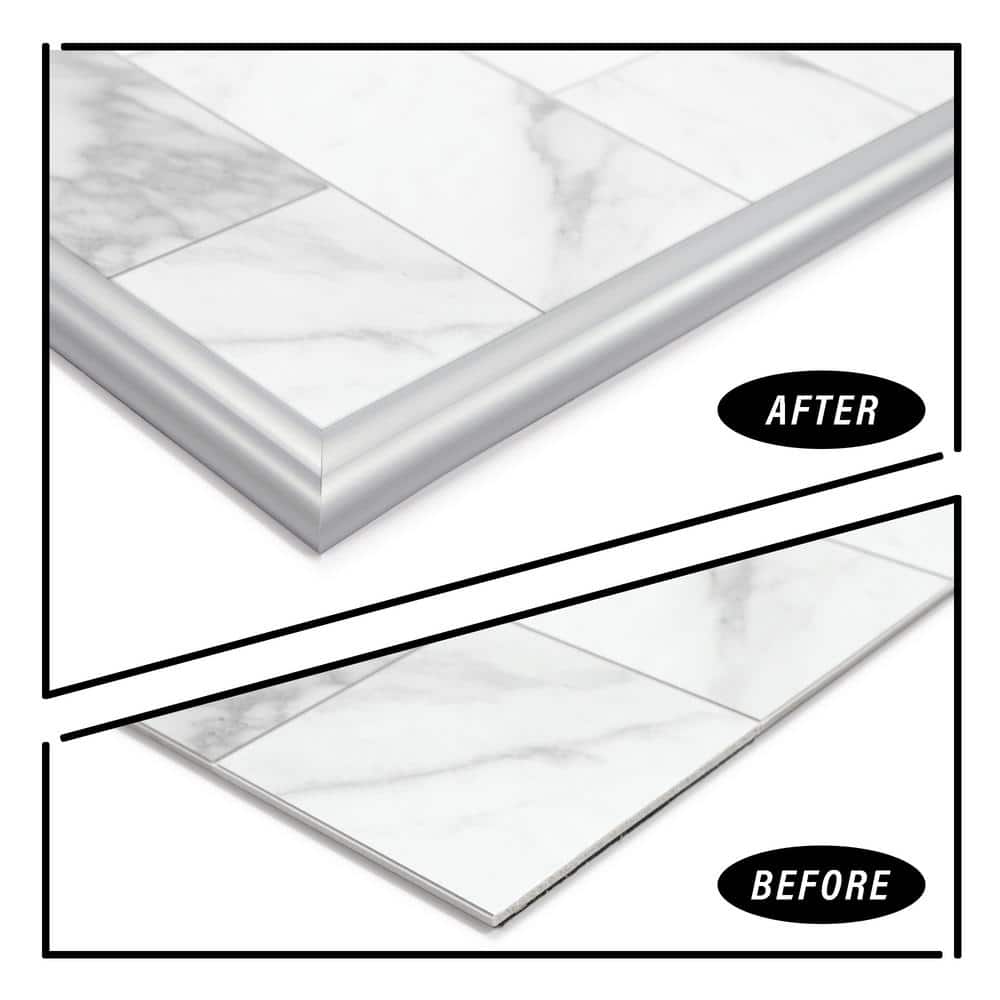 Matte Silver 15 Feet Self-Adhesive PVC Backsplash Trim