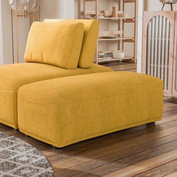 Fairwinds 20 in. Armless Chenille Rectangle Modular Ottoman Sofa in Yellow