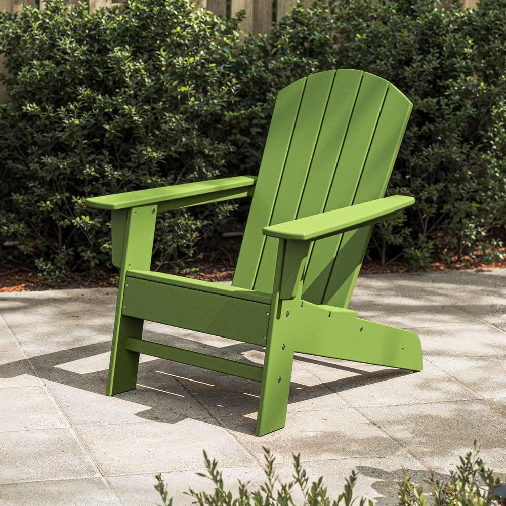 POLYWOOD Seabrook Adirondack Chair in Lime OSA20-LI - The Home Depot