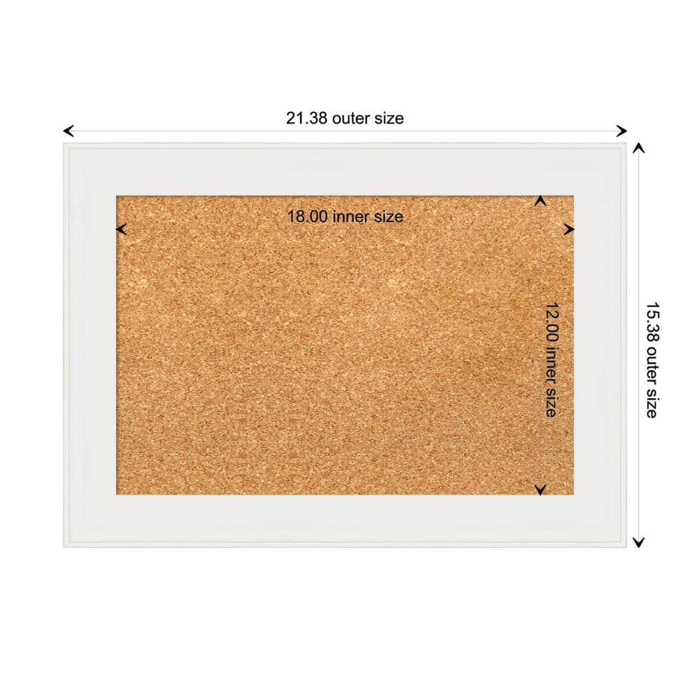 Vanity White Framed Natural Cork Bulletin Board 21" x 15"