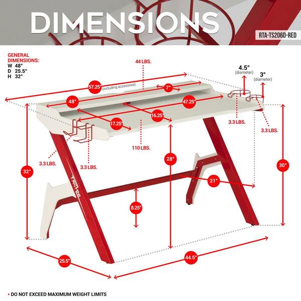 58 in. Green Ergonomic Computer Gaming Desk Workstation with Cup