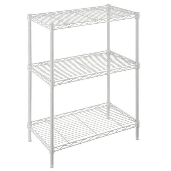 Hdx Ivory 3 Tier Metal Wire Shelving, Wire Shelving With Wheels Home Depot