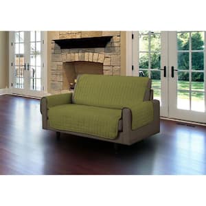 Sage Microfiber Loveseat Pet Protector Slipcover with Tucks and Strap