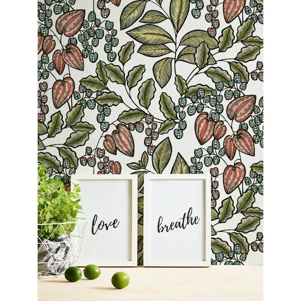 Leif Vine Trail Green Non Pasted Non Woven Wallpaper