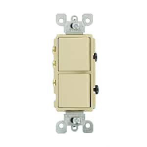 15 Amp Decora Commercial Grade Combination Single Pole Rocker Switch/3-Way Rocker Switch, Ivory