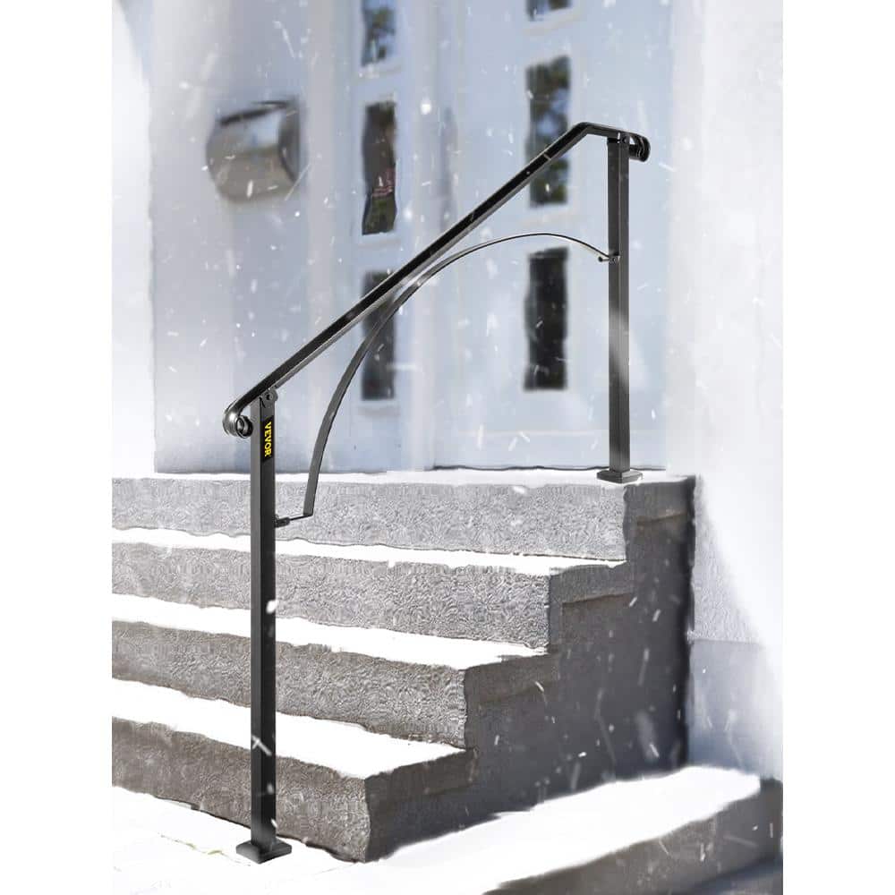 Black Powder-Coated Steel Handrail for Stairs and Decks