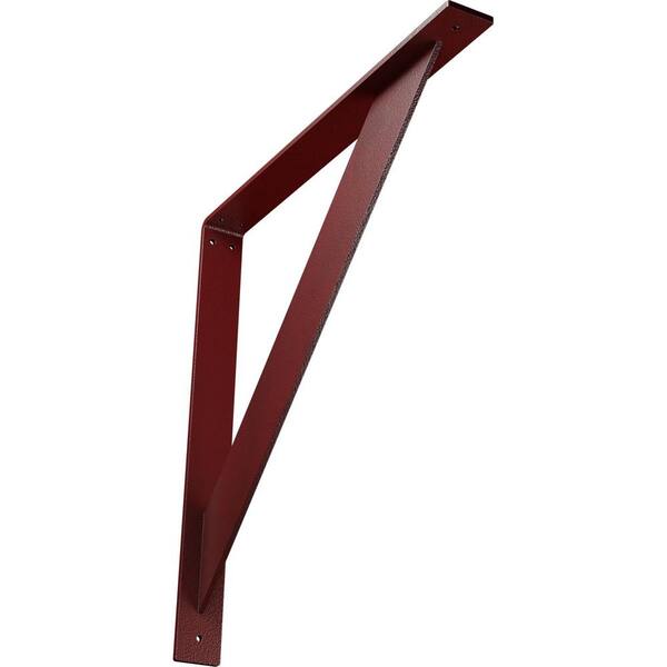 Ekena Millwork 2 in. x 20 in. x 20 in. Steel Hammered Bright Red Traditional Bracket