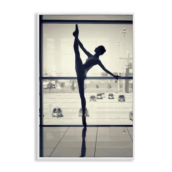 Practicing Ballerina Stance by Incado White Framed People Giclee Art Print 18 in. x 12 in.
