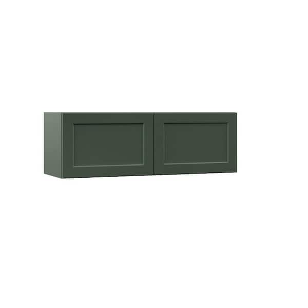 Hampton Bay Designer Series Melvern 36 in. W x 12 in. D x 12 in. H Assembled Shaker Wall Bridge Kitchen Cabinet in Forest