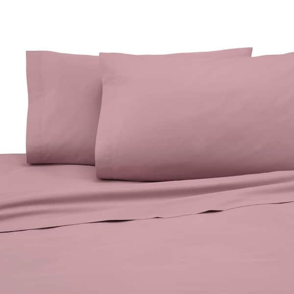 Martex 3-Piece Dusty Rose Solid 225 Thread Count Cotton Blend Twin Sheet Set