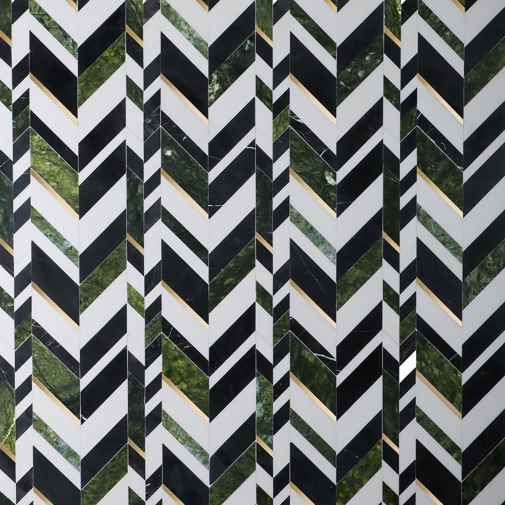 Tyra Verde Jade 4 in. x 0.39 in. Polished Marble Wall Mosaic Tile Sample price history on PriceWatchPro
