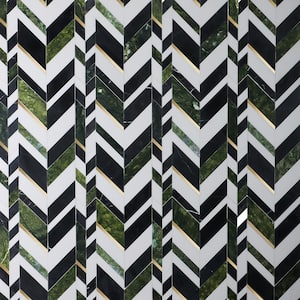 Tyra Verde Jade 11.81 in. x 18.89 in. Polished Marble Wall Mosaic Tile (1.55 sq. ft./Each)