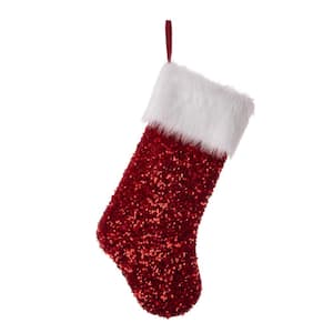 Glitzhome 21 in. L LED Embroidered Linen Christmas Stocking - Reindeer  1113203055 - The Home Depot