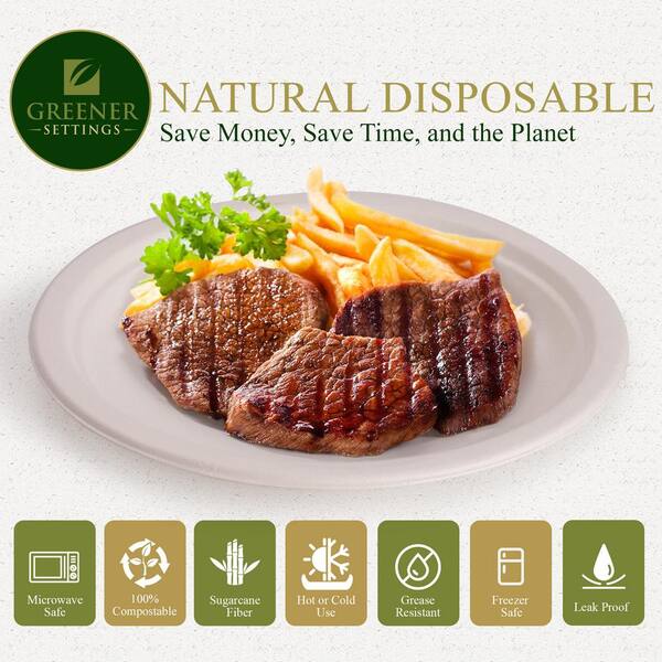 GreenElevate Paper Plates 9 inch, Compostable Plates 125 PACK 100