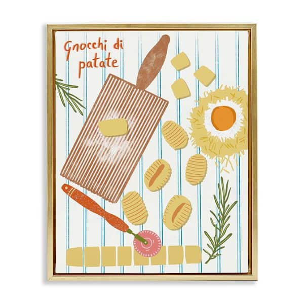 Stupell Industries Gnocchi and Patate Meal by Jo Reid Gold Floater Frame Food Graphic Art Print 31 in. x 25 in.