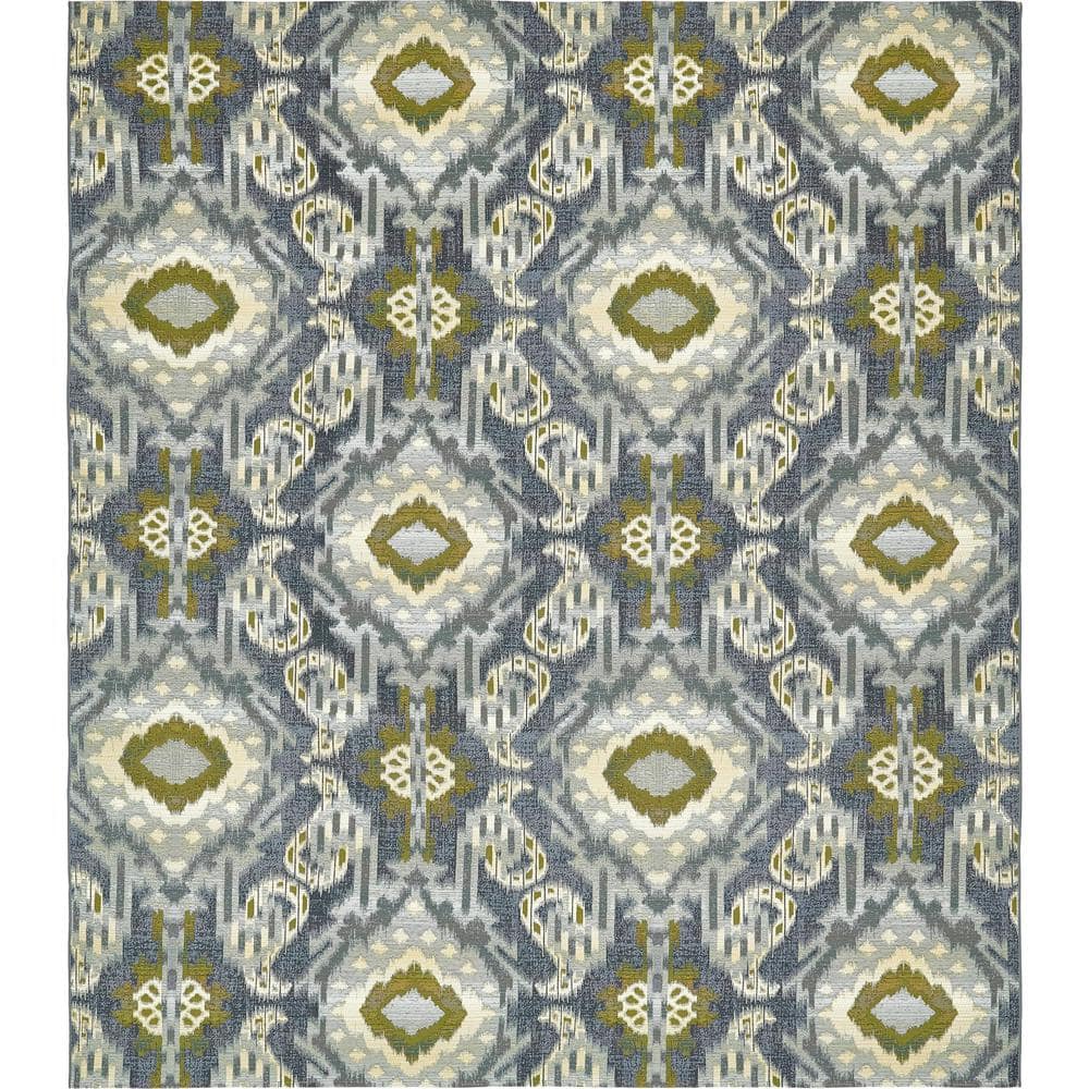 Blue Rectangular Synthetic Outdoor Area Rug 10' x 12'