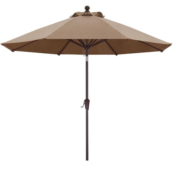 9 ft. Steel Market Push Tilt Outdoor Patio Umbrella, with 5-Year-Non-Fading Olefin Fabric in Khaki