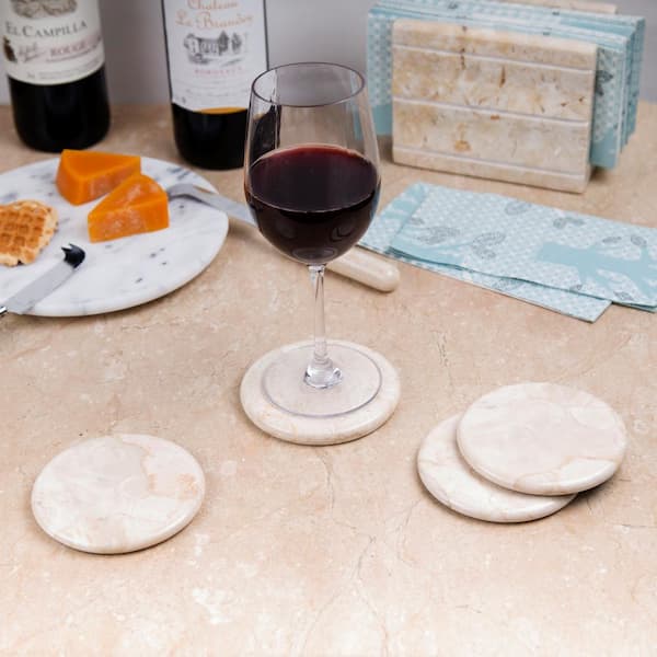 Handcrafted 100% Natural Marble Coasters for Drinks with Brass