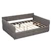Noble House Lowell Gray Queen Size Upholstered Daybed with USB Charging Station, 2 Drawers 134048
