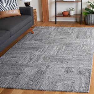 Abstract Gray 3 ft. x 5 ft. Geometric Meander Area Rug