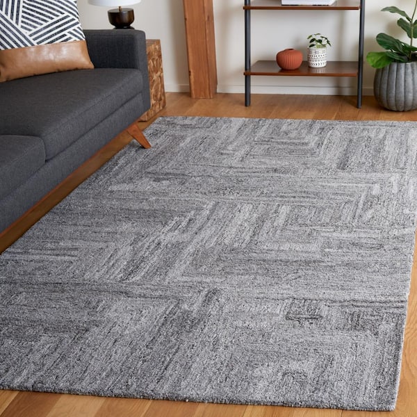 Abstract Gray 6 ft. x 6 ft. Geometric Meander Square Area Rug