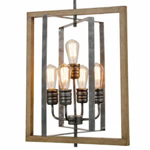 5-Light Grey No Decorative Accents Shaded Geometric Chandelier for Dining Room;Foyer with No Bulbs Included