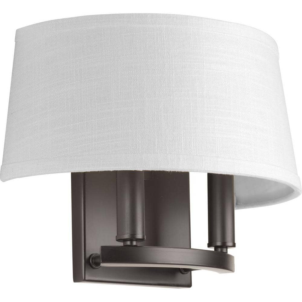 Antique Bronze 15" Dimmable Wall Sconce with Linen Shade