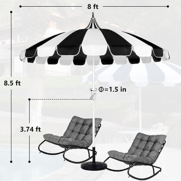 8 ft. Pagoda Outdoor Market Umbrella in Black