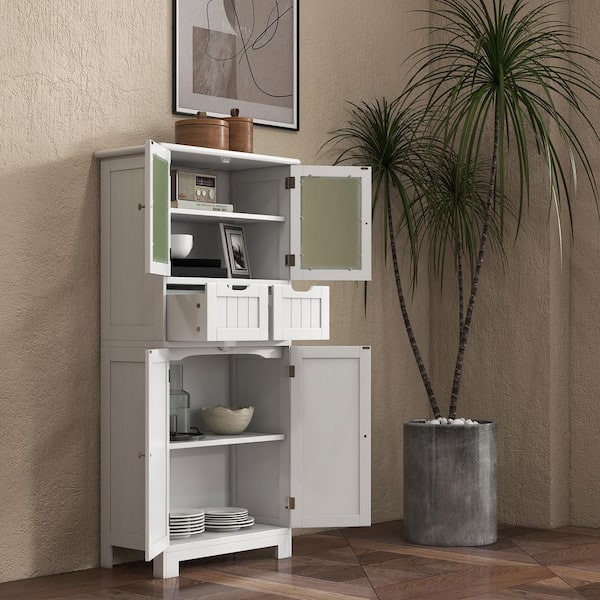 White 6-Shelf Wood Pantry Organizer with 4-Doors and Adjustable Shelves  LN20233342 - The Home Depot