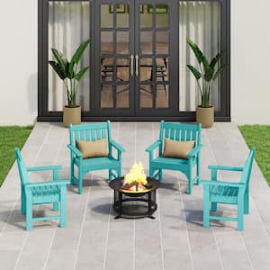 Laguna Outdoor Patio HDPE All Weather Fade Resistant Casual Garden Arm Chairs in Turquoise, Set of 4 Lounge Chairs