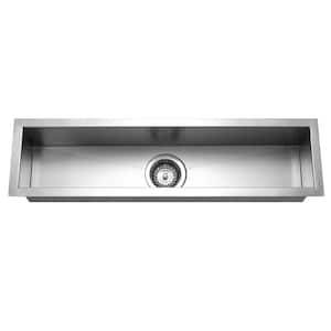 Houzer Contempo Trough 32 in. Stainless Steel Undermount Single Bowl Bar Sink with Strainer and Grid - CTB-3285