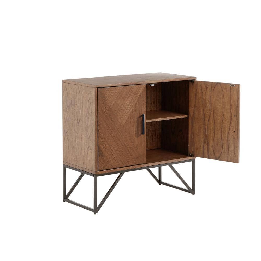 Krista 36" Brown Wood and Metal Accent Cabinet