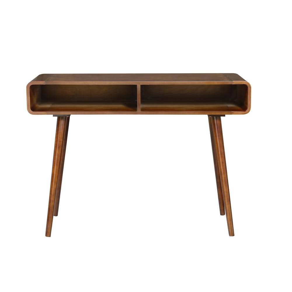 Mid-Century Espresso Napa Console Table with Open Cubbies